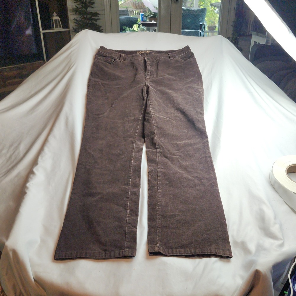 St. John's Bay Woman Boot Cut Corduroy Pants Brown 98% Cotton Plus Size 16W